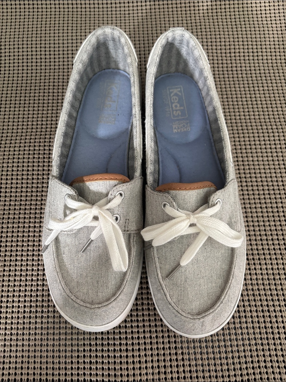 NWOT Keds Silver Gray Canvas Lace-Top Boat Shoes